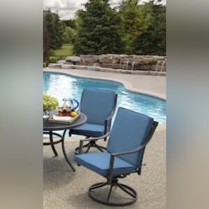 CUSHION ONLY Allen Roth Canvas High Back Outdoor Cushion Blue Navy DecorPillow